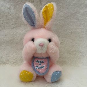 Gerber Peek A Bunny Pink Rabbit Plush Stuffed Animal Toy Vintage Easter